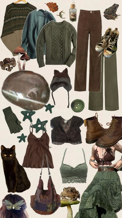 #crystal #mossagate #moss #fairygrunge #goblincore #crowcore #outfit #style Moss Core Aesthetic, Moss Core Aesthetic Outfits, Swamp Aesthetic Outfit, Crystal Core Outfits, Goblincore Costume, Moss Core Outfit, Fem Goblincore Outfits, Changelingcore Outfit, Witchy Goblincore Outfits