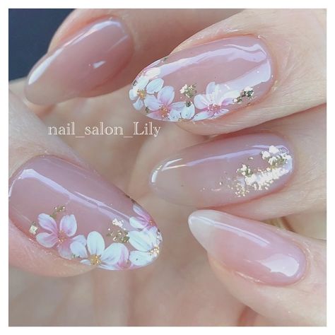 Cherry Blossom Nails, Pretty Nail Art Designs, Nail Art Wedding, Spring Nail Art, Pretty Nail Art, Flower Nail Art, Bridal Nails, Cute Nail Designs, Floral Nails