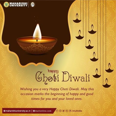 May the glow of diyas enlighten your lives and make the darkness disappear. May the festival illuminate your life, and you reap happiness and prosperity. Wishing You Happy Choti Diwali!! #ChotiDiwali #HappyDiwali #Diwali #IndiaWaliDiwali #muitnoida #muitlucknow #maharishiUniversity Happy Choti Diwali, Choti Diwali, Happy Diwali Wishes, Happy Diwali Wallpapers, Diwali Wallpaper, Diwali Quotes, Diwali Poster, Diwali Pictures, Diwali Festival Of Lights