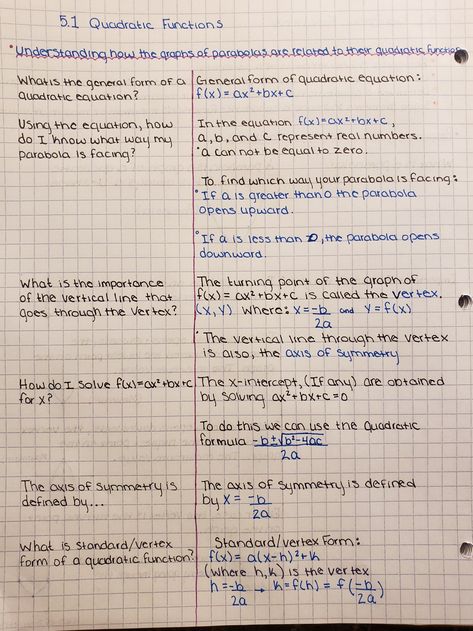 Quadratic Formula Notes, Quadratic Equations Notes Class 10, Aesthetic Algebra 1 Notes, Parabola Notes, Quadratic Functions Notes, Quadratics Notes, Academic Tips, Algebra Notes, Equations Notes