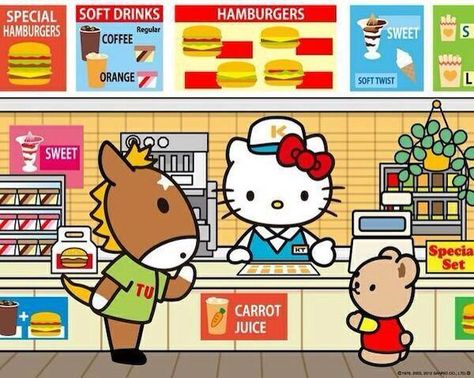 Hello Kitty Restaurant, Hello Kitty Images, Hello Kitty Sanrio, Hello Kitty Backgrounds, Hello Kitty Art, Sanrio Wallpaper, Hello Kitty My Melody, Party Toys, Minnie Mouse Party