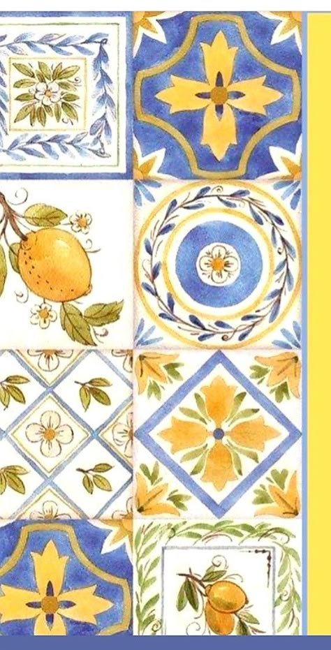 Italy Pattern Design, Italian Patterns Traditional, Tile Wallpaper Iphone, Italian Pattern Design, Italian Beach Aesthetic, Sicilian Pattern, Mediterranean Illustration, Italy Aesthetic Wallpaper, Italian Motifs