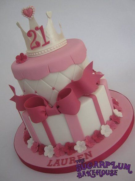 2 Tier Cake Design, 21st Birthday Cake For Girls, Cake 2 Tier, Girly Birthday Cakes, 25th Birthday Cakes, Tiered Cakes Birthday, Cakes To Make, Girly Birthday, 21st Cake