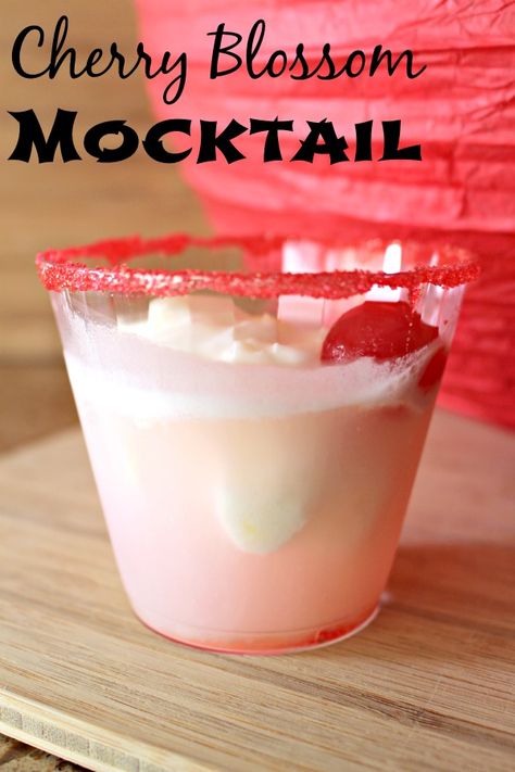 Cherry Blossom Mocktail Drink Recipe | Great for Parties #Disneyside SavingSaidSimply.com Chinese Food Birthday Party Ideas, Japanese Theme Parties Food, Mulan Movie Night Food, Japanese Party Ideas, Japan Themed Party, Anime Party Ideas, Mulan Party Ideas, Japanese Themed Party, Japan Drinks