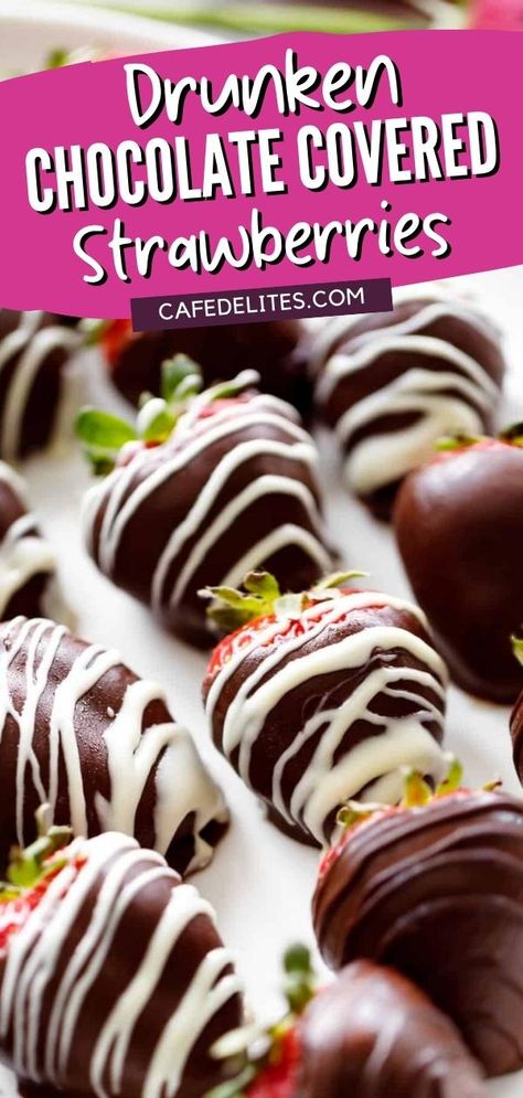 Drunken Strawberries, Drunken Desserts, Alcoholic Treats, Boozy Chocolate, Alcoholic Desserts, Frosting Recipes Easy, Boozy Desserts, Melting White Chocolate, Valentine Desserts