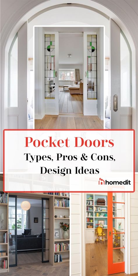 Best Pocket Door Hardware, Double Glass Pocket Doors Interior, Pocket Door Bedroom Small Spaces, Statement Pocket Doors, Oversized Pocket Door, Install Pocket Door Diy, Pocket Doors To Dining Room, Home Office Pocket Doors, Split Pocket Door