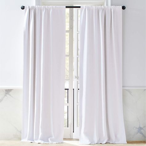 White Linen Blackout Curtain Panel 48"x108" + Reviews | CB2 White Lacquer Desk, Blackout Curtain Rod, Brass Curtain Rod, Curved Curtain Rods, Modern Curtain Rods, Black Curtain Rods, Black Blackout Curtains, Linen Blackout Curtains, Curtain Rings With Clips