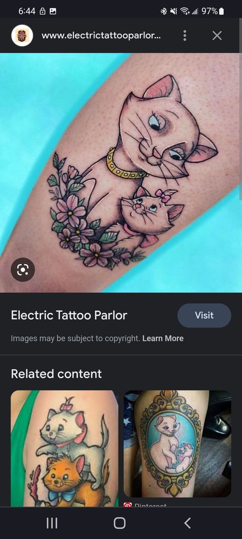 Marie And Duchess Tattoo, Duchess And Marie Tattoo, Aristocats Tattoo Mother Daughter, Disney Daughter Tattoo, Disney Aristocats Tattoos, Daughter Disney Tattoos, Disney Cats Tattoo, Disney Mom And Daughter Tattoos, Disney Mom Tattoo Ideas