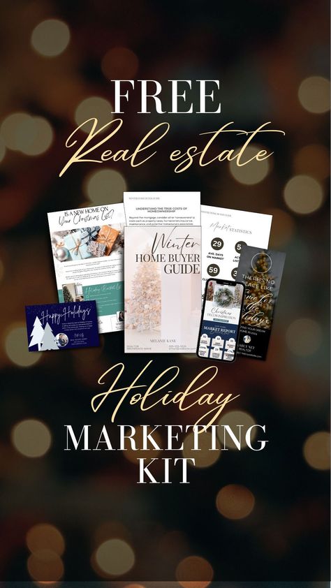 Free Holiday Real Estate Templates to help you boost your business during the holiday season! From December social media posts, to a holiday home buyer guide, and holiday email newsletter - it's everything you need! Christmas marketing real estate | December real estate marketing templates | Holiday social media real estate | Holiday realtor social media | holiday realtor email | holiday card real estate agent | Christmas marketing real estate | December marketing ideas real estate agent Real Estate December, Holiday Real Estate, Christmas Marketing, Holiday Marketing, Marketing Kit, Realtor Social Media, Holiday Emails, Holiday Templates, Real Estate Templates