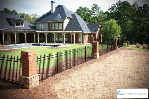 Metal Fencing, Home Fencing, Brick Columns, Fence Planters, Cheap Fence, Living Fence, Concrete Fence, Brick Fence, Lattice Fence