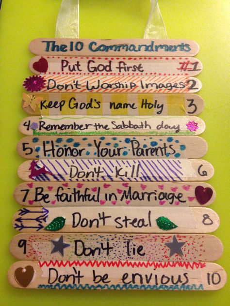 Moses And The 10 Commandments Preschool Craft, 10 Commandments Popsicle Stick Craft, 10 Commandment Activities, Bible School Crafts For Kids Ideas, 10 Commandments Bible Craft, 1st Commandment Craft, Preschool 10 Commandments Craft, Moses And 10 Commandments Craft, 10commandments Craft