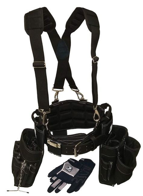 Gatorback Electricians Combo Deluxe Package (Tool Belt, Suspenders, Gloves, Drill Holster) Best Electrician Tool Belt With Suspenders Electrician Tool Belt, Carpenter Tool Belt, Electrician Tool Pouch, Tool Apron, Tool Belts, Carpenter Tools, Electrician Tools, Bucket Tote, Tool Pouch