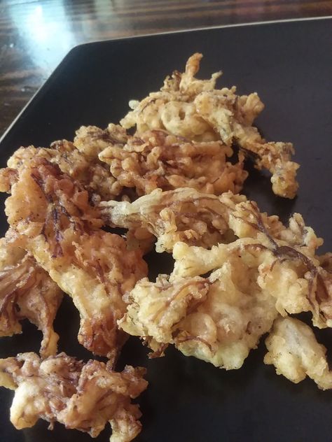 Wild mushrooms, foraged and fried in a tempura batter! Tempura Mushrooms, Mushroom Fritters, Coral Mushroom, Tempura Batter, Spicy Seasoning, I Was Wrong, Frying Oil, Wild Mushrooms, Tempura