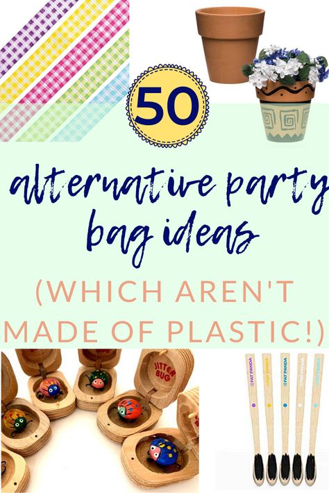 Fun alternative kids party bag ideas for kids to aid a zero waste lifestyle! Loads of ideas for eco party bag fillers with no plastic. Kids Party Gift Bag Ideas, Eco Kids Party, Birthday Party Gift Bag Ideas, Party Bag Alternative, Party Bag Ideas, Toddler Party Favors, Kids Party Bags Fillers, Childrens Party Bags, Nature Party