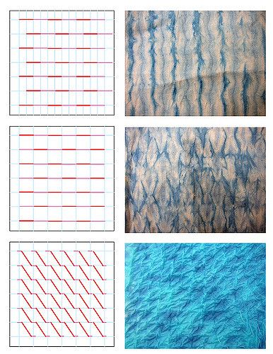 mokume-stitch-patterns | test patterns for mokume shibori ch… | Flickr Mokume Shibori, Shibori Textiles, Shibori Diy, Tie Dye Patterns Diy, Fabric Dyeing Techniques, Shibori Designs, Dyeing Tutorials, Textile Dyeing, Shibori Fabric