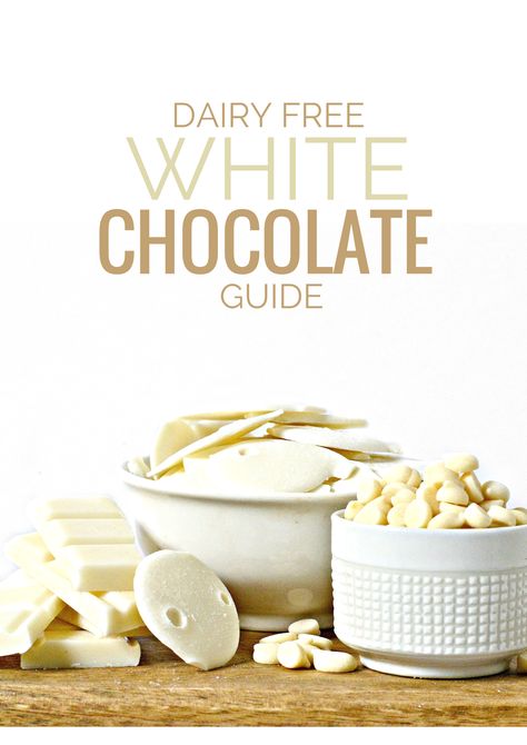 Dairy Free White Chocolate Guide Dairy Free White Chocolate, Vegan White Chocolate Recipe, White Chocolate Recipes, Dairy Free Queso, Dairy Allergy, Vegan White Chocolate, Vegan Candies, Dairy Free Diet, Chocolate Brands