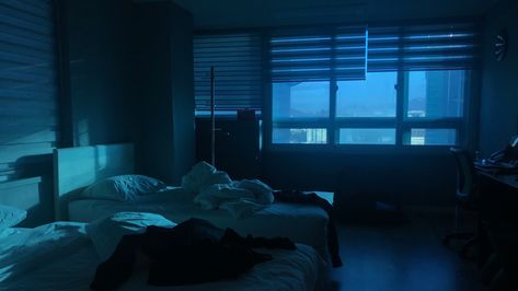 Dazecore Aesthetic, Core Core, Color Aesthetic, Liminal Space, Room Deco, Blue Rooms, Blue Hour, City Apartment, Feeling Blue