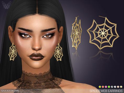 feyona's Spider Web Earrings Alt Sims, Chokers For Kids, Sims 4 Cc Goth, Spider Web Earrings, The Sims 4 Custom Content, Halloween City, Custom Cast, Cc Folder, Sims Packs