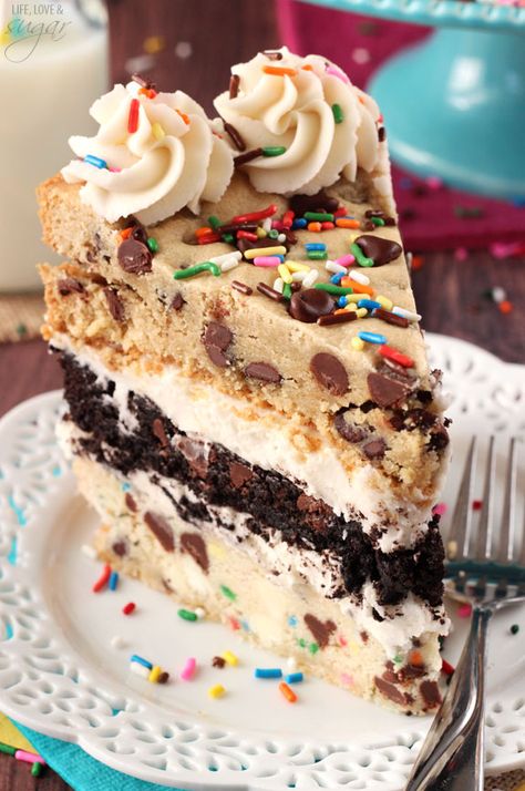 Cookie Layer Cake, Life Love And Sugar, Cookie Dough Cake, Ultimate Chocolate Chip Cookie, Ultimate Cookies, Chocolate Chip Cookie Cake, Slice Of Cake, White Chocolate Chip Cookies, Cookie Cake Recipe