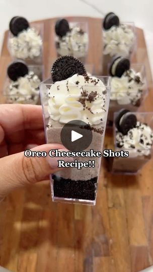 1K views · 318 reactions | Oreo cheesecake cups 😋 

Would you try this cheesecake 🍰 

⬇️ comment “recipe” and DM so I send you my version❤️

🍰 FOLLOW to satisfy your sweet tooth daily

🔔 Turn the bell on the top right side of your screen so you can see my 3x post daily❤️

❤️Don’t forget to save this video so you can ask me for the recipe later❤️

#dessert #dessetlover #cheesecake #cheesecakelovers #baker #desserts #cake #cakedecorating #strawberry #creamcheese #mood #musttry #fire #bake #creamy #delicious #mood #moodygrams #homecooking #easyrecipes #easytobake #starbucks #churro #churrocheesecake #japanese #japanesecheesecake #skincare #koreanskincare #explore #exploremore

🫶🏼IF THIS IS YOUR VIDEO
This video is free exposure and if this is your video let me know and I’ll tag you. 

? Oreo Cheesecake Shooters, Oreo Cheesecake Cups, Cheesecake Shooters, Mini Trifle, Mini Oreo Cheesecake, Churro Cheesecake, Cake Cups, Cheesecake Lovers, Afternoon Tea Recipes