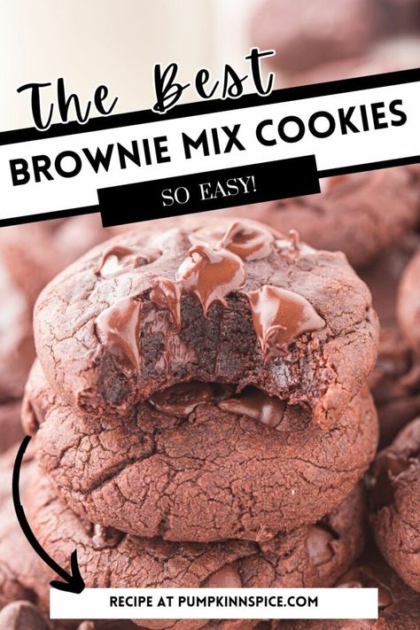 Brownie Mix Cookies Brownie Mix Recipes, Brownie Mix Cookies, Cookie Recipes From Scratch, Raspberry Brownies, Cookie Recipes Unique, Amazing Desserts, Mix Recipes, Chicago Food, Winter Desserts