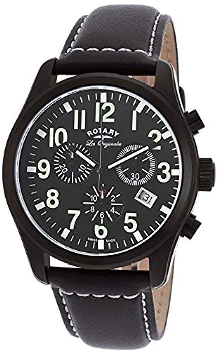 Rotary gs90201 – 19 – Watch, Leather Strap Black Watch Leather Strap, Stainless Steel Watch, Contrast Stitch, Breitling Watch, Cool Watches, Chronograph, Leather Watch, Men Dress, Gentleman