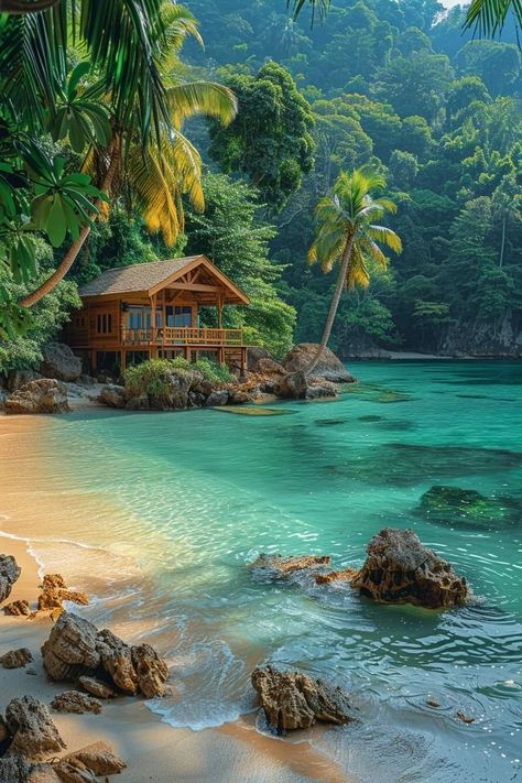 Scenic Travel, Dream Beach Houses, Exotic Beaches, Dream Beach, Just Imagine, Fantasy Places, Beautiful Locations Nature, Beautiful Landscape Wallpaper, Jolie Photo