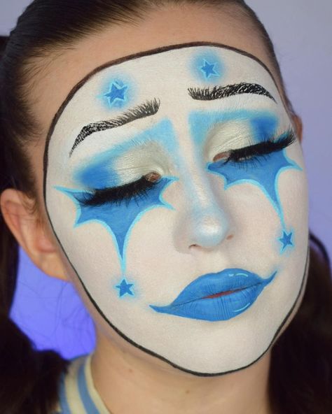 clown makeup, clown makeup inspo, blue clown makeup, blue clown, clown halloween makeup,halloween makeup, halloween makeup ideas, halloween inspo, makeup, creative makeup, makeup idea, makeup look, makeup trends, makeup inspiration, makeup inspo, makeup Ideas, makeup lover, beauty makeup, bold makeup, editorial makeup, face paint, face art, body paint, body paint look, makeup looks, makeup looks crazy, makeup looks ideas creative, makeup looks creative, makeup looks aesthetic, makeup looks ideas Blue And White Clown Makeup, Clown Face Paint Ideas, Blue Clown Makeup, Face Paint Ideas Aesthetic, Makeup Looks Crazy, Crazy Makeup Looks, Makeup Looks Aesthetic, Makeup Looks Creative, Emoji Makeup