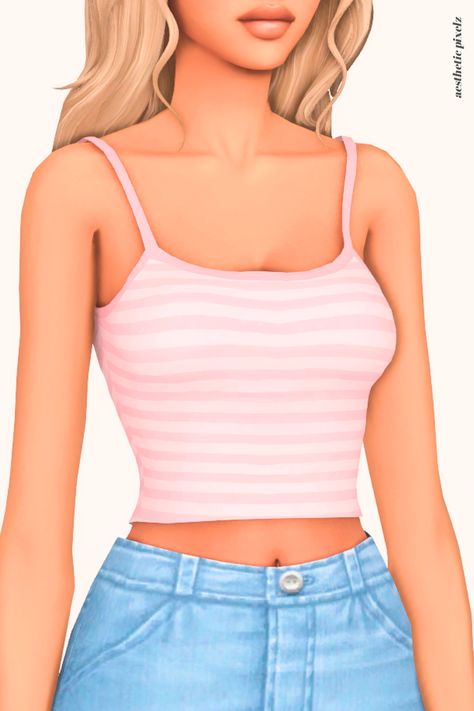 31+ Cute Sims 4 Crop Tops CC (Lookbook + Links to Download) - Aesthetic Pixelz Sims 4 Cc Female Tank Top, Ts4 Tank Top, Tank Tops Sims 4 Cc, Sims 4 Tank Top Maxis Match, Sims 4 Cc Striped Shirt, Sims 4 Striped Shirt, Sims 4 Cc Clothes Female Tops Alpha, Sims 4 Shirt Cc Female, Sims 4 Cc Tops Shirts