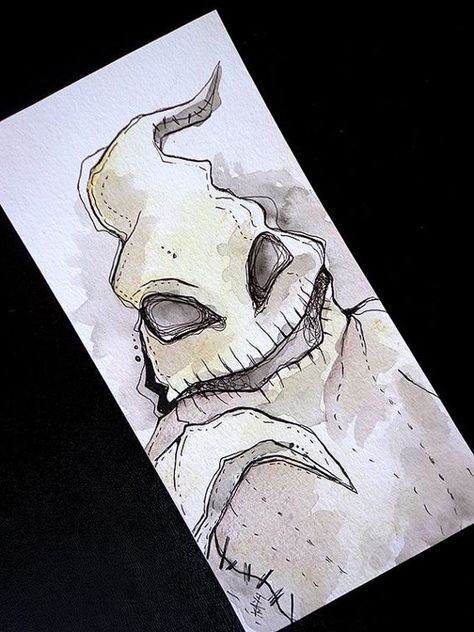 Oogie Boogie watercolor Nightmare Before Christmas Oogie Boogie, Cat Tattoo Ideas, Lock Shock And Barrel, Nightmare Before Christmas Drawings, Tim Burton Art, Halloween Drawings, Oogie Boogie, Arte Sketchbook, Original Illustration