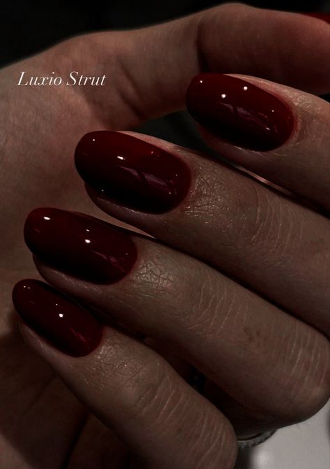 Almond Nails Dark Red, Nails Deep Red, Red Nails Short, Wine Red Nails, Dark Red Nails, Wine Nails, Short Almond Nails, Red Nail Designs, Dark Nails