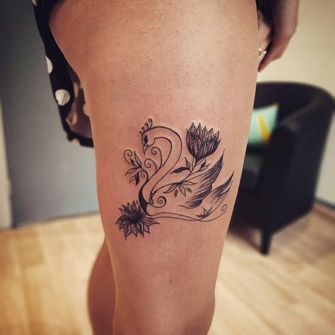 Swan Queen Tattoo, Swan Tattoo Design For Women, Swan Tattoo Design, Nephew Tattoo, Ocean Sleeve Tattoos, Ocean Sleeve, Swan Tattoo, Queen Tattoo, Tattoos For Women Flowers