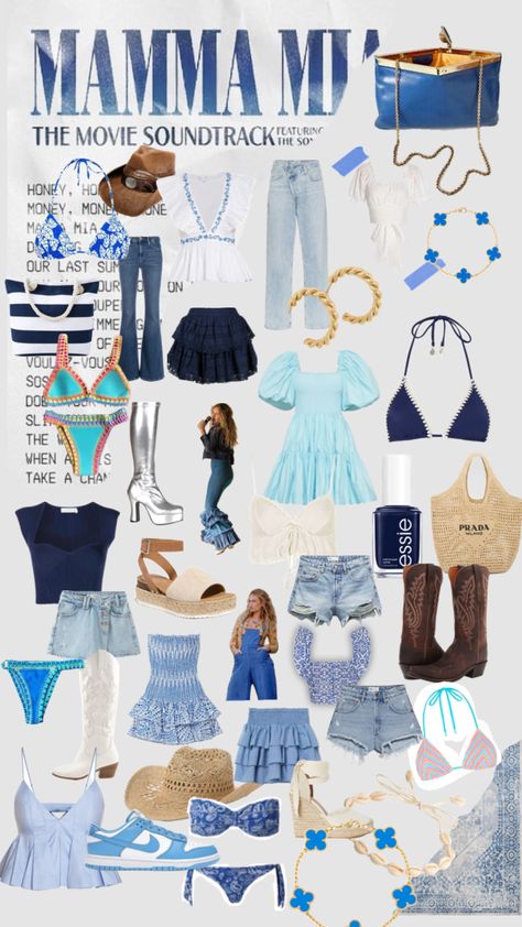 Abba Birthday Party Outfits, Mama Mia Accessories, Mama Mia Movie Outfits, Mamma Mia Dress Up Party, Ma Ma Mia Outfits, Mama Mia Inspired Party, Mama Mis Outfits, Mamma Mia Movie Outfits, Mamma Mia Style Outfits