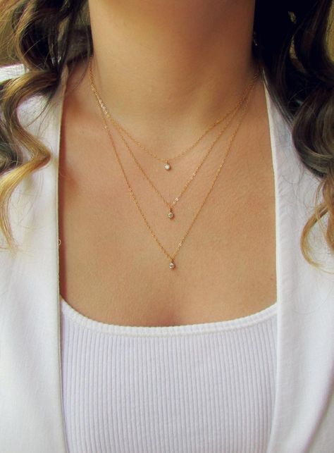 Khazana Jewellery, Danty Necklace, Gold Necklace Dainty, Triple Layer Necklace, Gold Layered Necklace, Diamond Choker Necklace, Necklace Layered, Layered Necklace Set, Diamond Choker