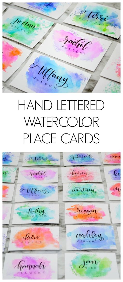 Hand Lettered Watercolor Place Cards Tattoo Fonts Script, Watercolor Place Cards, Easter Place Cards, Painting Underwater, Watercolor Hand Lettering, Tattoo Script Fonts, Girl Power Tattoo, Super Tattoo, Power Tattoo