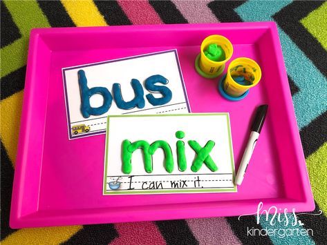 5 Fun Activities for Teaching CVC Words - Miss Kindergarten Teaching Cvc Words, Cvc Practice, Cvc Word Practice, Magic E Words, Kids Play Dough, Writing Cvc Words, Cvc Activities, Cvc Word Activities, Miss Kindergarten