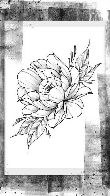 Floral Tattoo Stencil, Flower Tattoo Drawings, Flower Line Drawings, Peonies Tattoo, Floral Tattoo Design, Flower Sketches, Floral Drawing, Pola Sulam, Tattoo Stencil