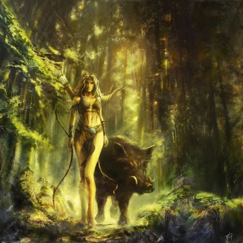 rduinna - Celtic goddess of the moon, forests and the wild woods. She rules over the woodlands and the animals.  She protects human hunters and wild boars, maintaining a sacred balance between them. Scottish Symbols, Arte Viking, Celtic Myth, Irish Mythology, Celtic Gods, Celtic Goddess, Celtic Mythology, Roman Mythology, Celtic Art