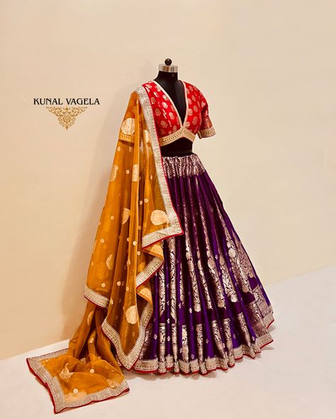 PURPLE LEHENGA Kindly note - This Image has copyrighted under Intellectual Property Rights, any unauthorised usage will be report to Instagram. #bridal #couture #handcraftedinindia #lehenga #banarasilehenga #weddinglehenga #kunalvagela Kunal Vaghela Lengha, Kunal Vaghela, Purple Lehenga, Intellectual Property Rights, Red Bridal Dress, Indian Outfits Lehenga, Anarkali Dress Pattern, Antique Jewellery Designs, Property Rights