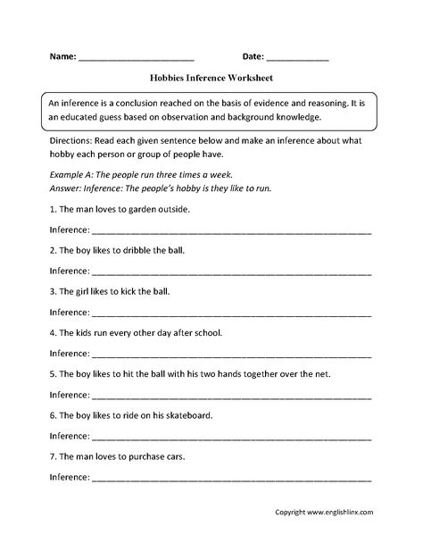 Hobbies Inference Worksheets Financial Literacy Worksheets, Reading Comprehension Texts, Geometry Worksheets, Literacy Worksheets, Making Inferences, Text Evidence, Drawing Conclusions, Homeschool Learning, English Teaching