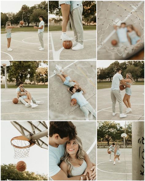 Love and basketball 🏀😍 @jakeandallison are the cutest! ❤️ loved working with you guys! #loveandbasketball #basketball #basketballplayer #basketballislife #basketballgame #basketballcouple #gprepost #authenticlovemag #unscriptedposingapp #collageableapp #couplesphotography #tampaphotographer #flphotographer #stpetephotographer #creativephotography Basketball Prenup Photo Ideas, Basketball Prewedding, Vintage Basketball Photoshoot, Sport Engagement Photos, Love And Basketball Photo Shoot, Basketball Family Photoshoot, Couple Basketball Picture Ideas, Sports Engagement Photos, Basketball Couple Pictures