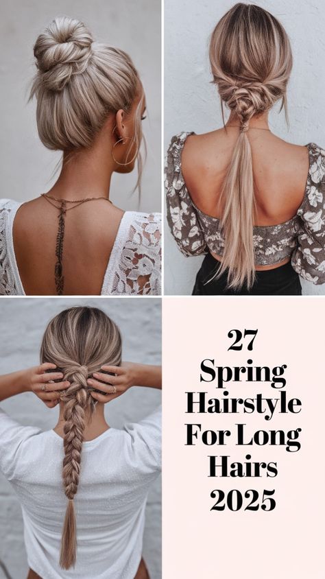 For a simple and easy spring hairstyle for long hair, try a retro-inspired half-up look with loose curls. Women with brunettes and thick hair can go for a quick and cute braided updo, perfect for work or school. Formal hairstyles for spring weddings include an elegant bun or a pretty half-up style with waves. Whether you need a quick messy bun for the office or a trendy and fancy updo for an evening event, the right hairstyle adds effortless beauty. Fancy Updo, Deep Brown Hair, Classy Updo, Retro Curls, School Formal, Elegant Bun, Rich Brunette, Bubble Ponytail, Messy Braids