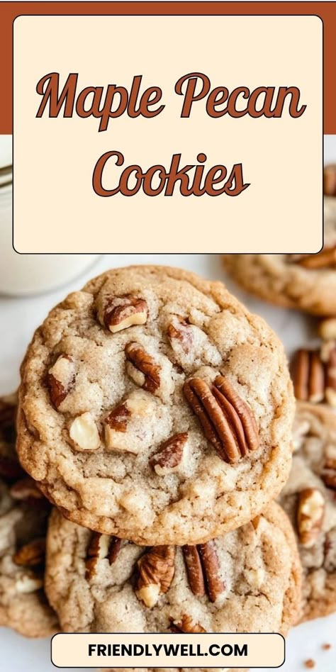 Learn How to Make the Best Maple Pecan Cookies with this simple recipe! 🏠✨ These cookies are soft, chewy, and bursting with warm maple flavor and nutty pecans. Perfect for family baking days or holiday parties! 🍪❤️ #HomemadeCookies #MapleDesserts #PecanRecipes #FallBaking Vermont Maple Cookies Taste Of Home, Pecan Meringue Cookies, Cookie Recipes Pecan, Maple Nut Cookies, Nut Cookies Christmas, Maple Pecan Cookies Recipe, Maple No Bake Cookies, Banana Pecan Cookies, Walnut Cookies Recipes Easy