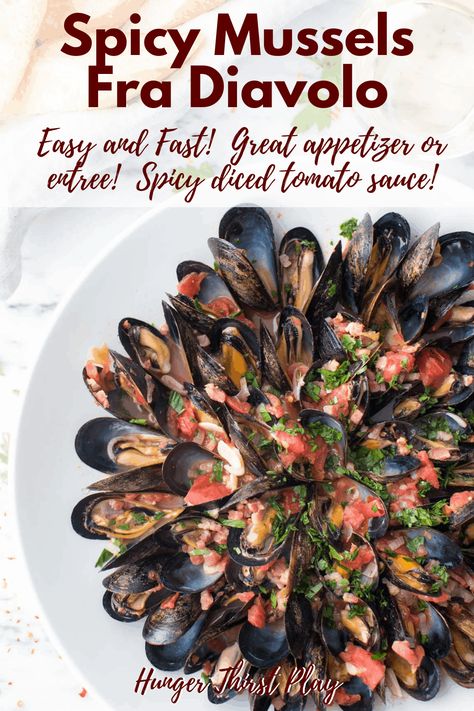 Mussels Fra Diavolo Recipe, Fra Diavolo Sauce, Dinner Party Main Dish, Seafood Extravaganza, Diavolo Sauce, Baked Mussels, Fra Diavolo, Seafood Dish Recipes, Mussels Recipe