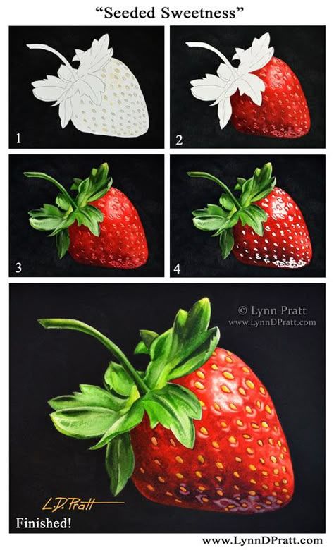 Strawberry Painting, Progress Photos, The Process, Watercolor Painting, See More, Step By Step, Paint, Watercolour Painting