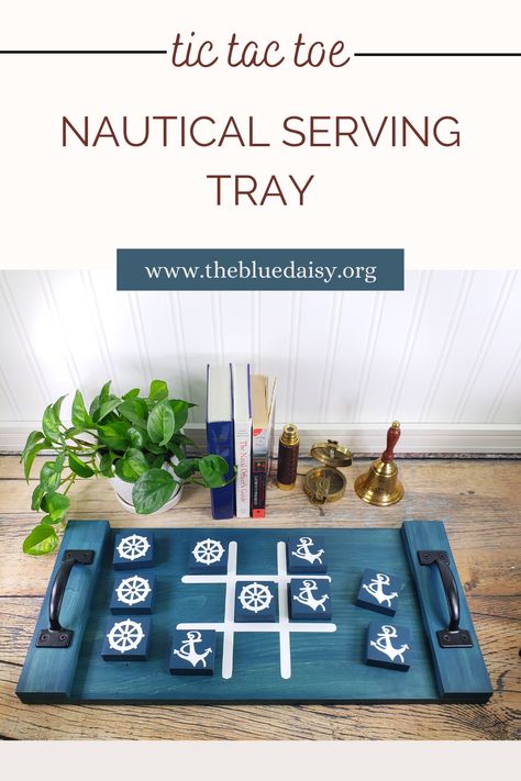 Our unique nautical serving tray is perfect for family game-night or in-home display. It includes five anchor and five ship's wheel game pieces and measures 11.5" x 24". ⁣ ⁣ This is a fun, stylish piece to add to your decor or it could make a wonderful gift. All of our trays can be customized. Ask us how here... amykay@thebluedaisy.org⁣ ⁣ www.thebluedaisy.org⁣ Nautical Wood Decor, Nautical Front Porch, Naval Decor, Nautical Anchor Decor, Nautical Decor Diy, Diy Nautical Decor, Beach Crafts Diy, Diy Nautical, Beach Themed Crafts