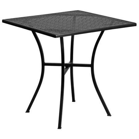 Flash Furniture 28'' Square Black Indoor-Outdoor Steel Patio Table - Walmart.com Square Patio Table, Patio Table Top, Patio Table Set, Contemporary Patio, Bistro Table Outdoor, Outdoor Patio Table, Metal Table Top, Metal Dining Table, Patio Dining Table