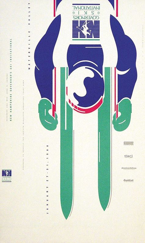 Greaney Gerry Governor's Ski Invitational Jahr: 1988 Skiing Graphic Design, Ski Graphic Design, Retro Ski Poster, Vintage Skiing Aesthetic, Ski Illustration, Ski Logo, Ski Graphic, Jackson Hole Skiing, Slalom Skiing