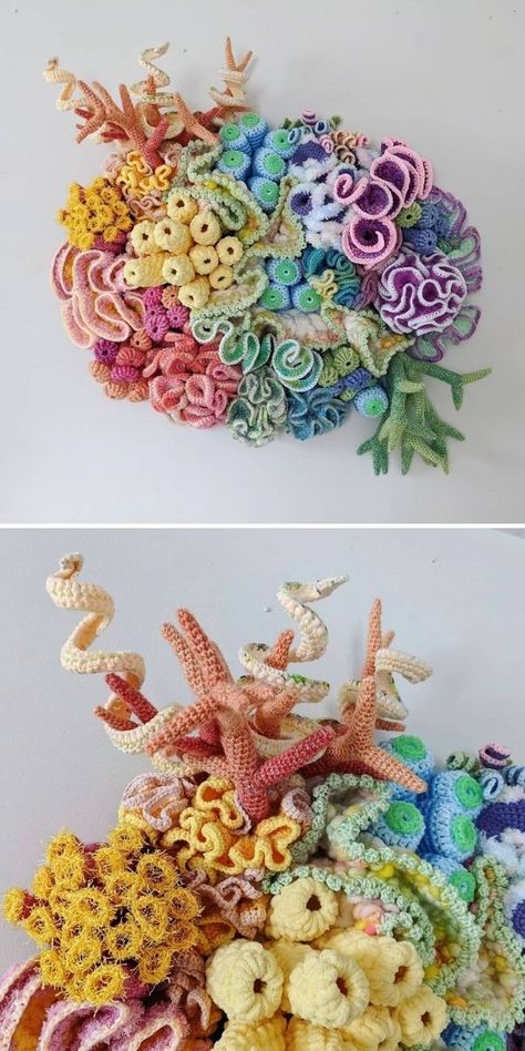 Crochet Coral, Crochet Freeform, Free Form Crochet, Form Crochet, Crochet Plant, Aesthetic Crochet, Freeform Crochet, Fun Crochet Projects, 자수 디자인