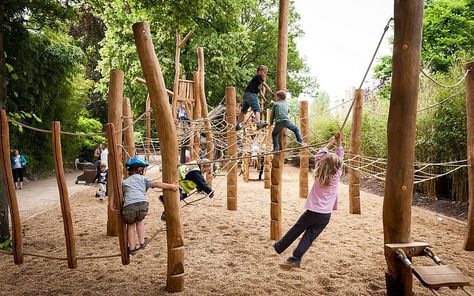 Wood Playground, Kids Play Spaces, Outdoor Play Spaces, Green School, Children Park, Natural Playground, Playground Design, Play Structure, Play Spaces